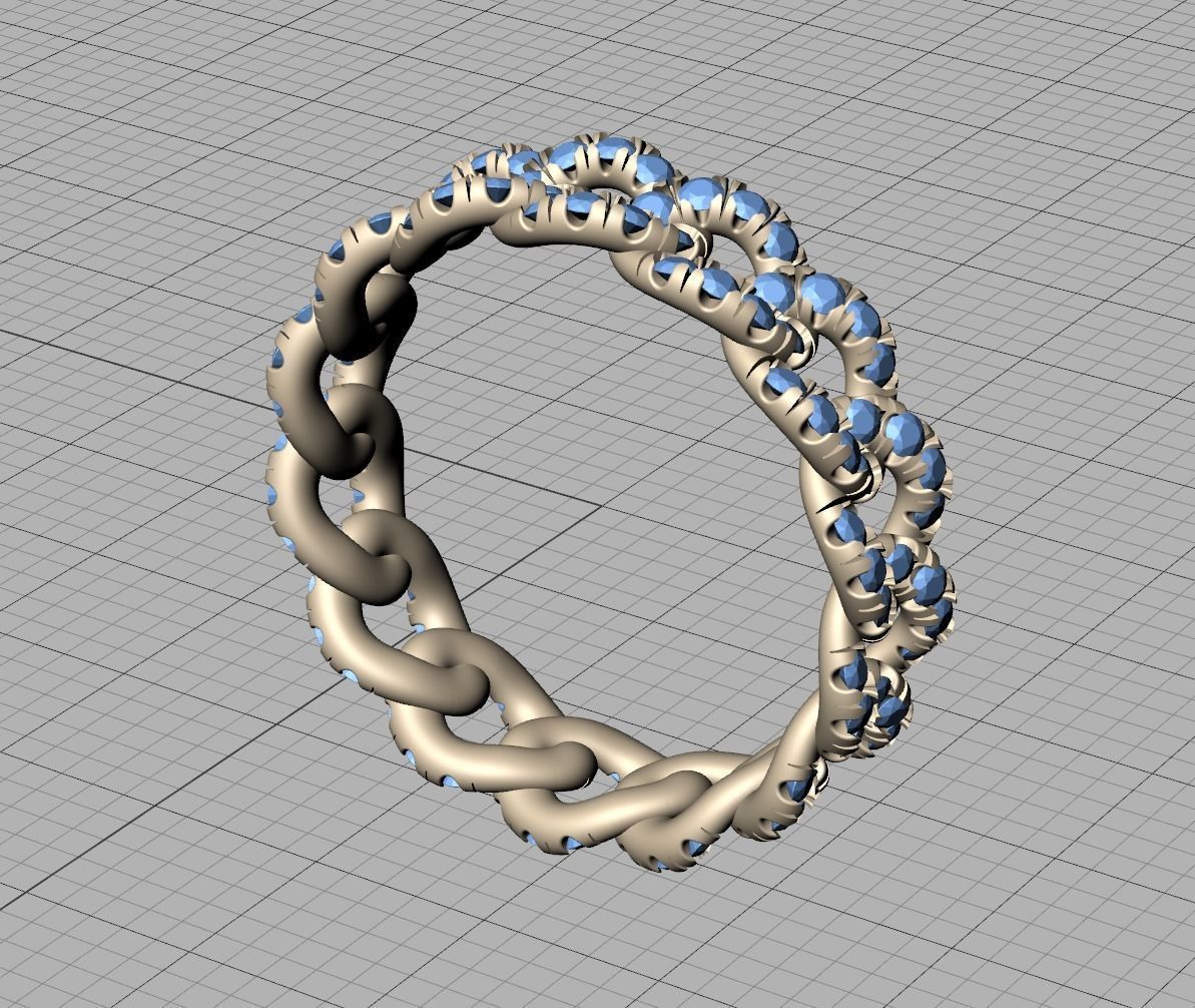 Amelia Diamond Cuban Women Ring Pave Setting 6US size 3D print model_15