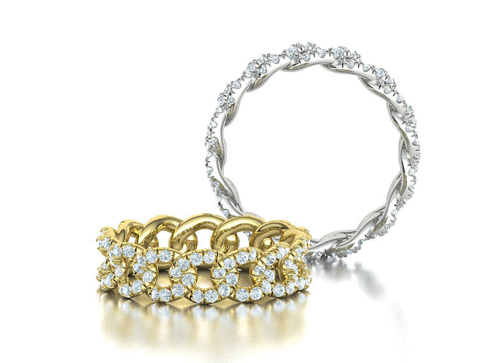 Amelia Diamond Cuban Women Ring Pave Setting 6US size 3D print model_3