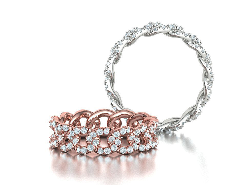 Amelia Diamond Cuban Women Ring Pave Setting 6US size 3D print model_2