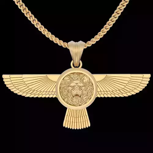 Lion wings pendant silver gold printable jewelry 3D model