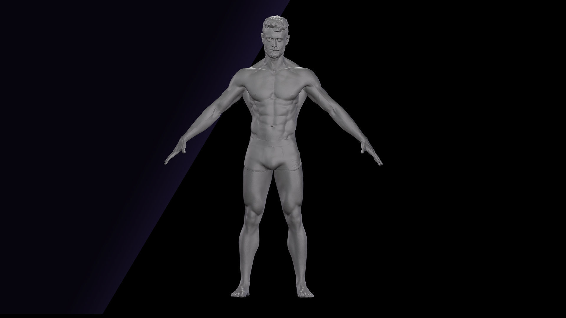 Cleaned A Pose Scan Ethan White Underwear 3D model_5