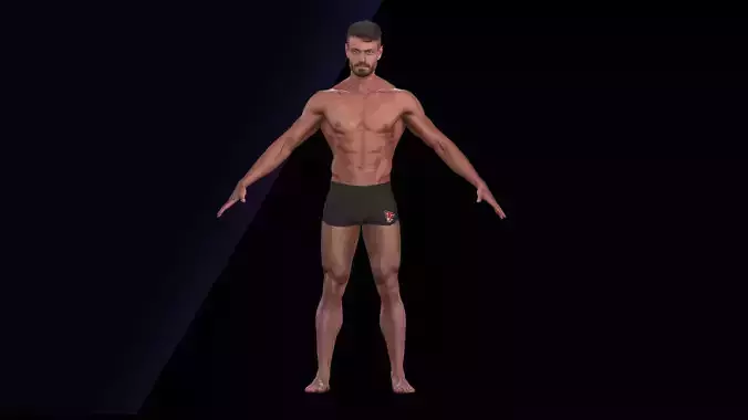 Cleaned A Pose Scan Ethan White Underwear 3D model Cleaned A Pose Scan Ethan White Underwear 3D model
