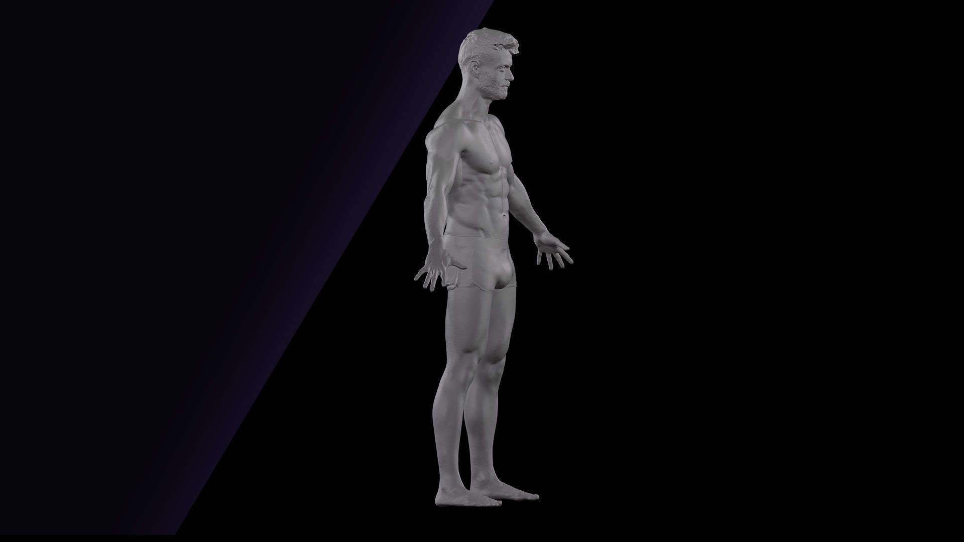 Cleaned A Pose Scan Ethan White Underwear 3D model_7