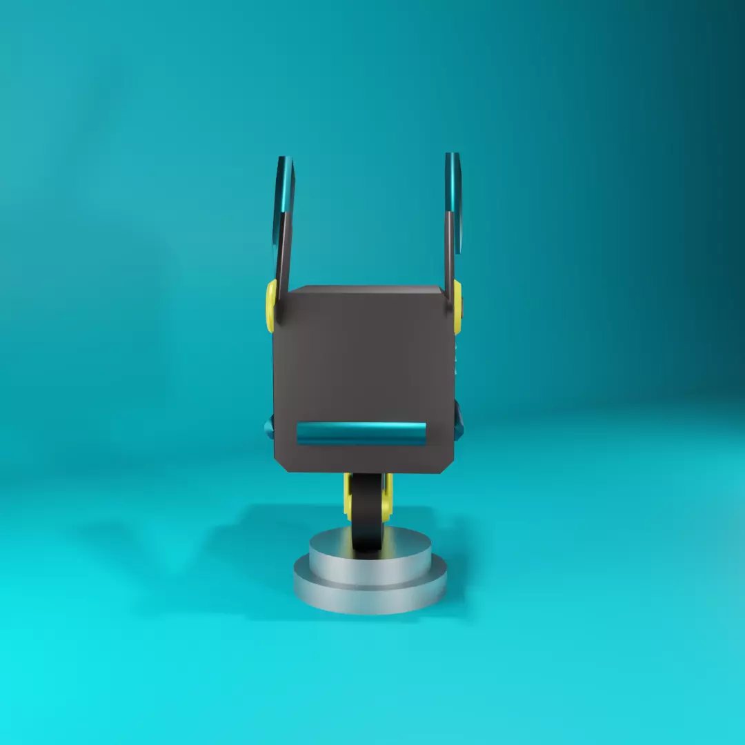 Square Robot with tire low-poly Simplicity and Elegance Low-poly 3D model_0