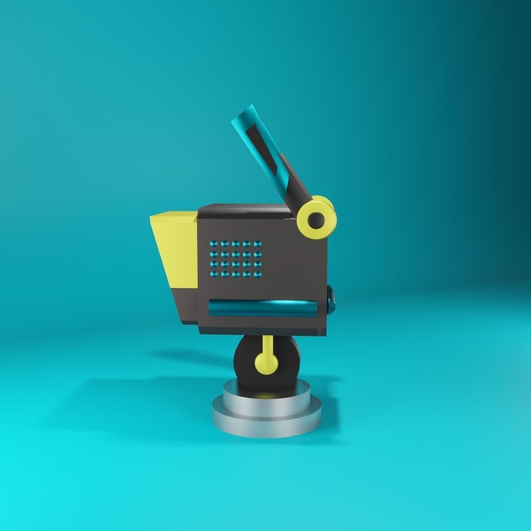 Square Robot with tire low-poly Simplicity and Elegance Low-poly 3D model_2
