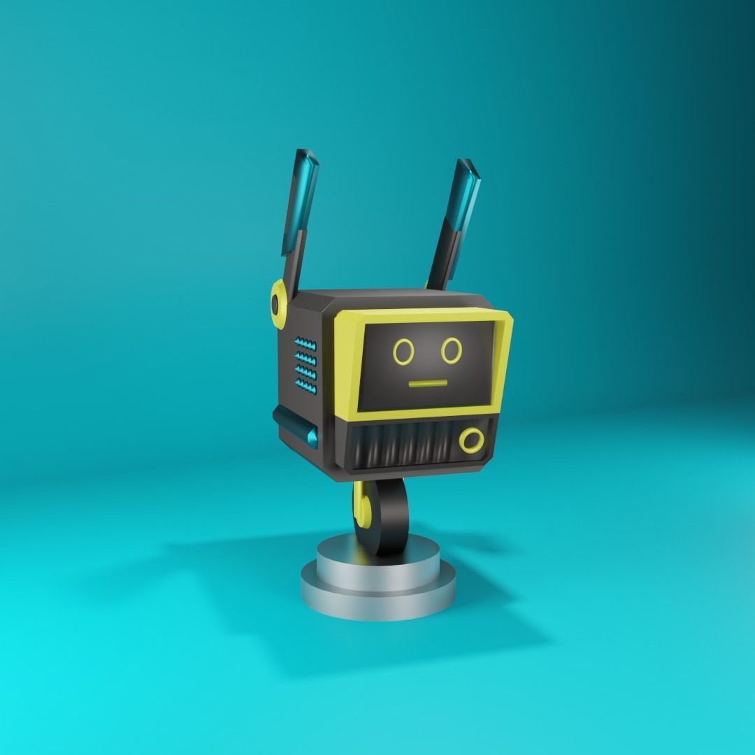 Square Robot with tire low-poly Simplicity and Elegance Low-poly 3D model_1