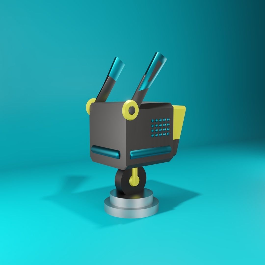 Square Robot with tire low-poly Simplicity and Elegance Low-poly 3D model_3