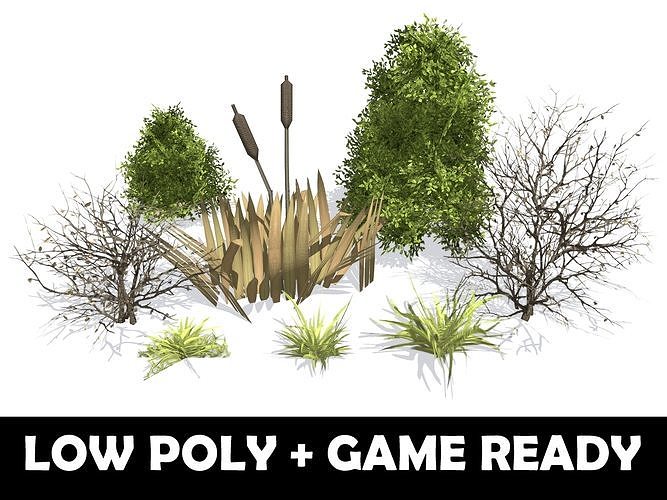 Plants - Game Ready cattail reeds Low-poly 3D model