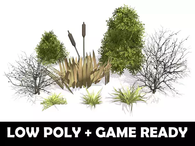 Plants - Game Ready cattail reeds
