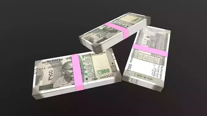 Indian 500 Note Currency Bundle AR VR PBR