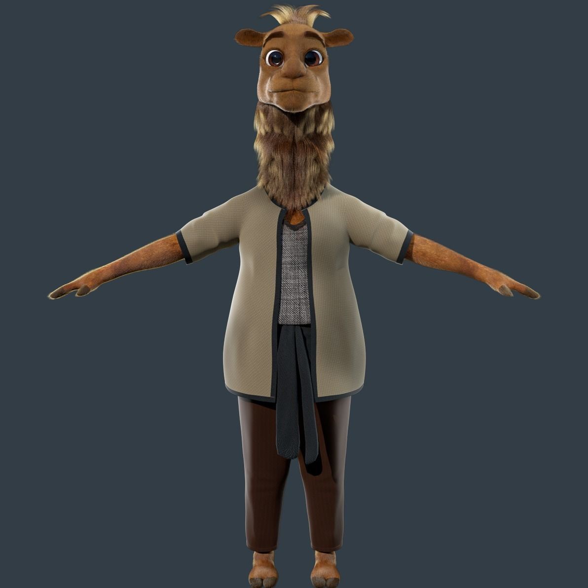 Cartoon Camel Rigged 3D model_7