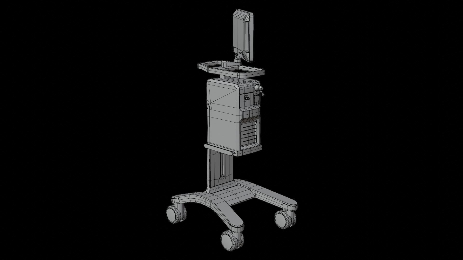 Ventilator medical cart with monitor Low-poly 3D model_17