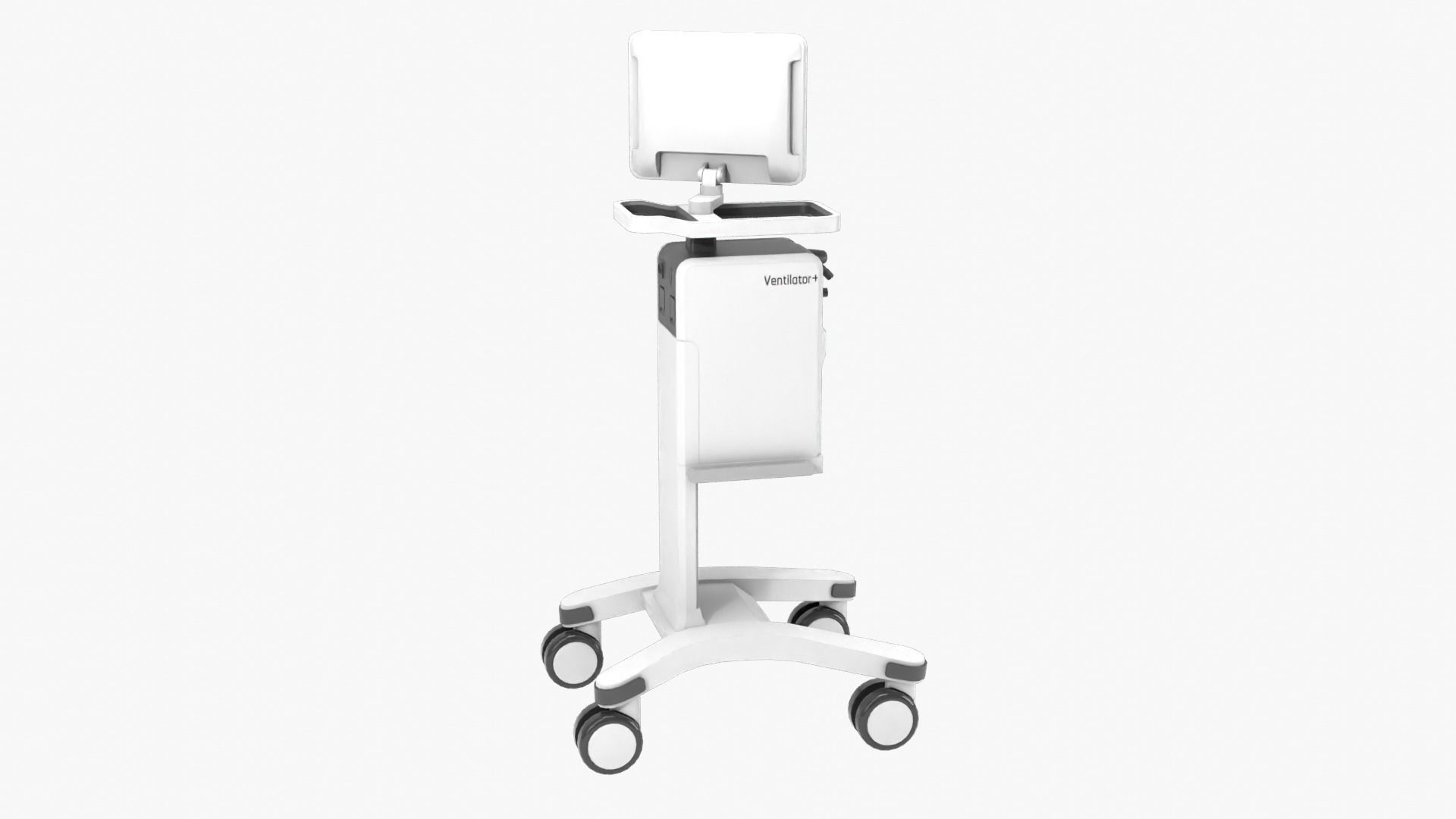 Ventilator medical cart with monitor Low-poly 3D model_8