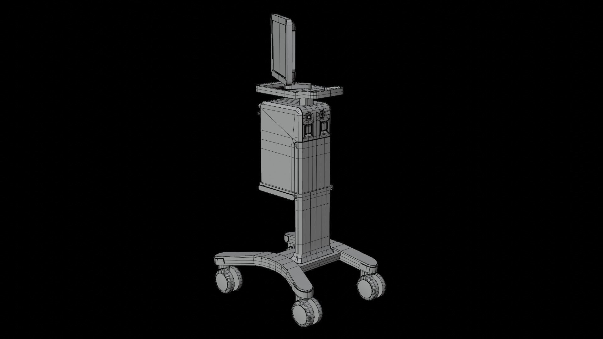 Ventilator medical cart with monitor Low-poly 3D model_15