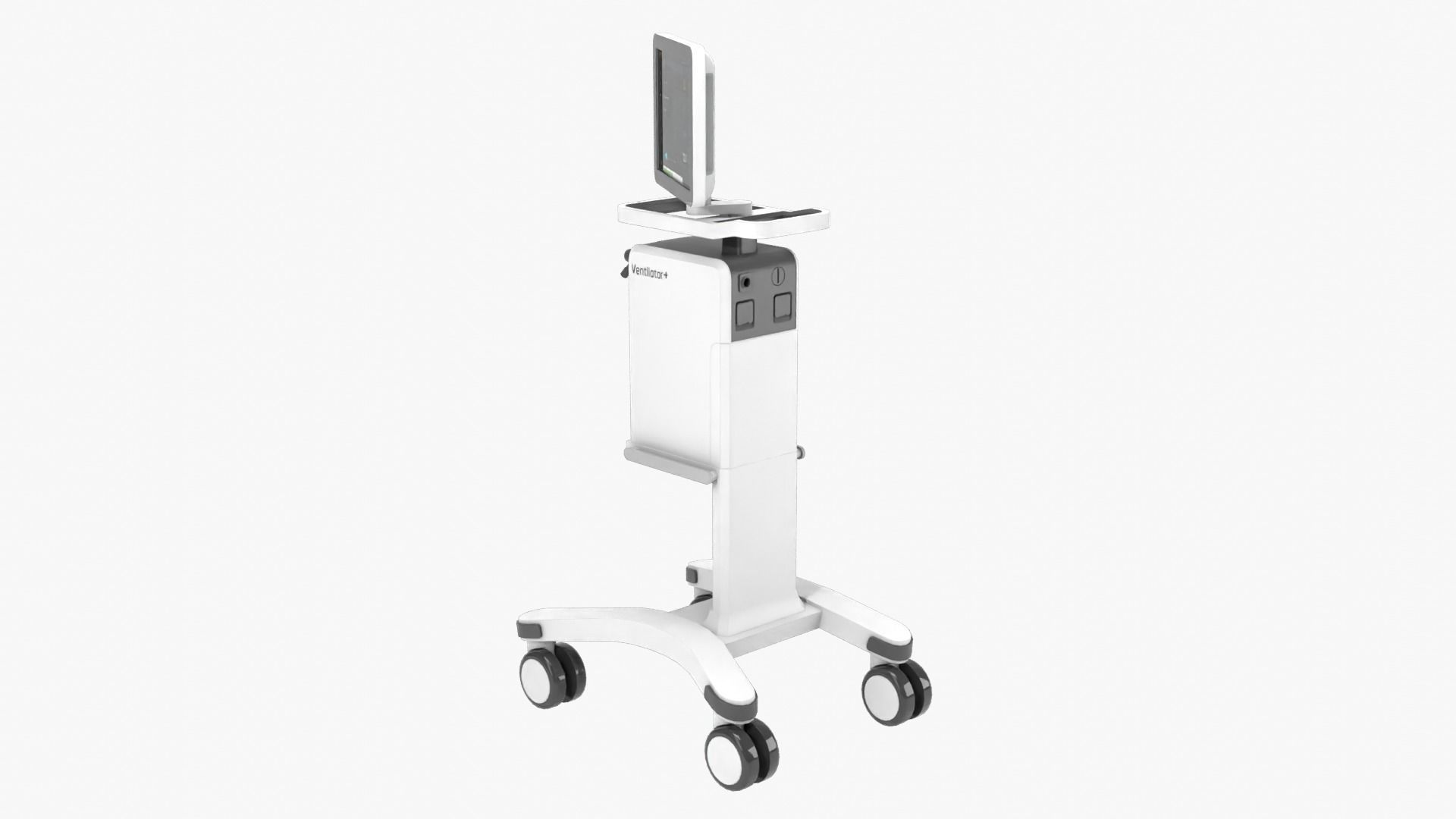 Ventilator medical cart with monitor Low-poly 3D model_4