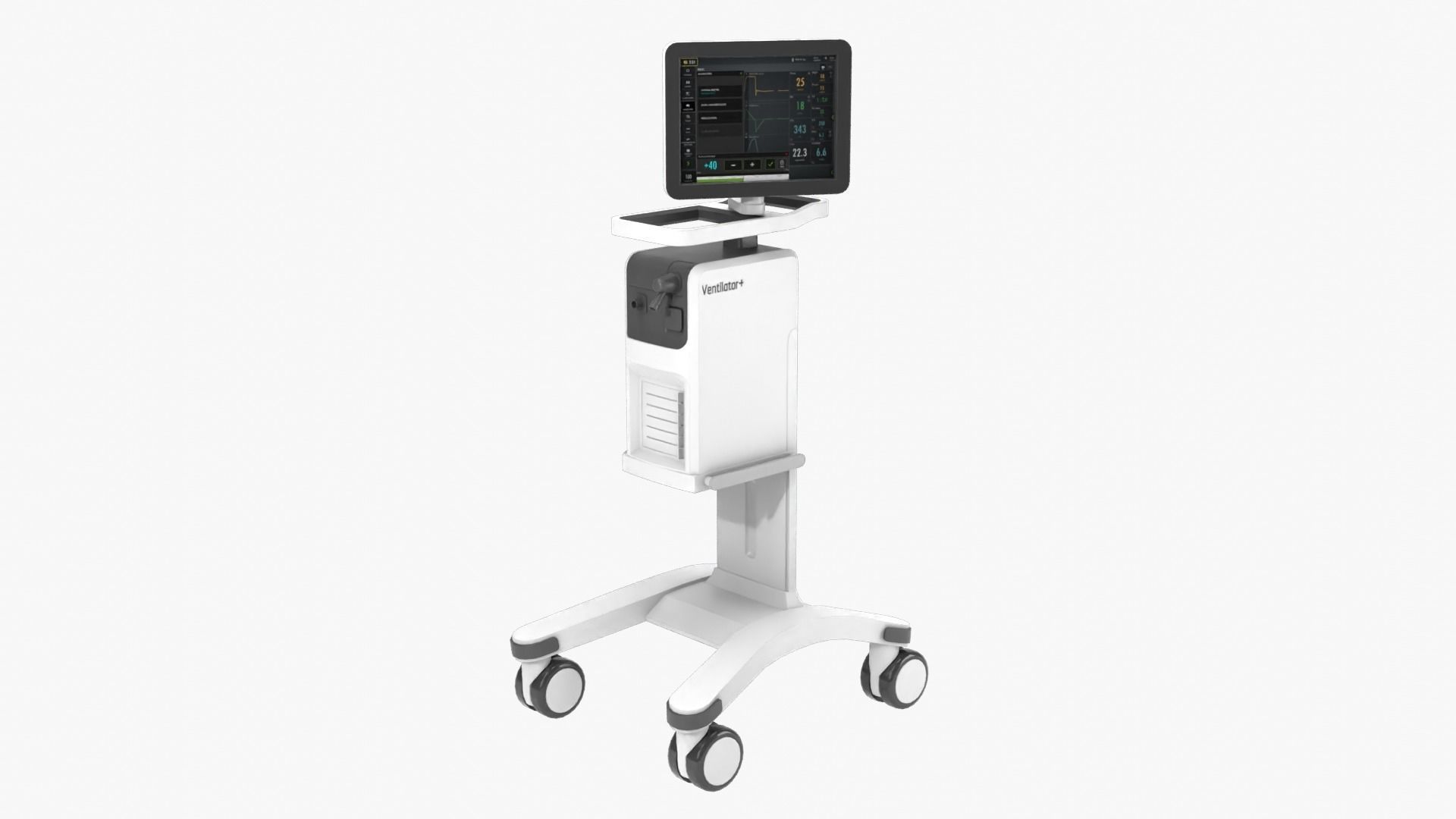Ventilator medical cart with monitor Low-poly 3D model_13