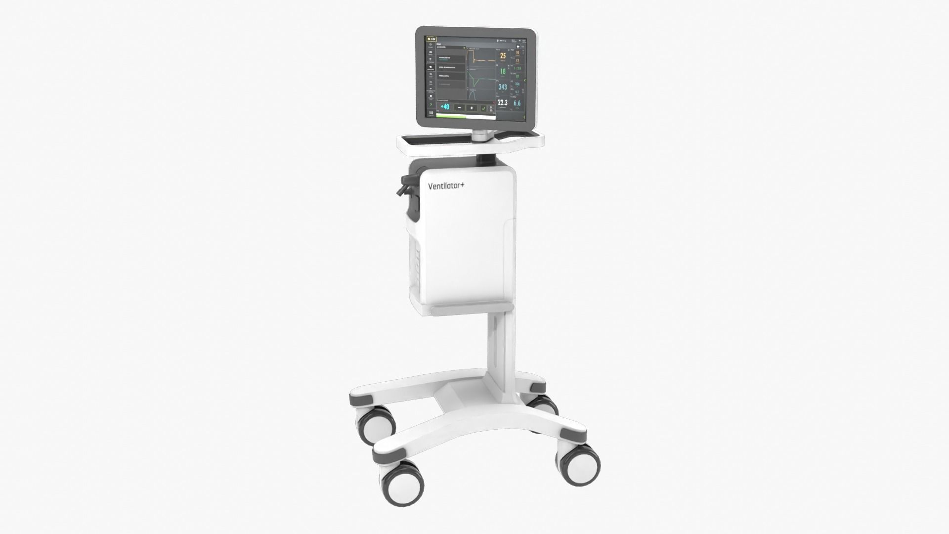 Ventilator medical cart with monitor Low-poly 3D model_2
