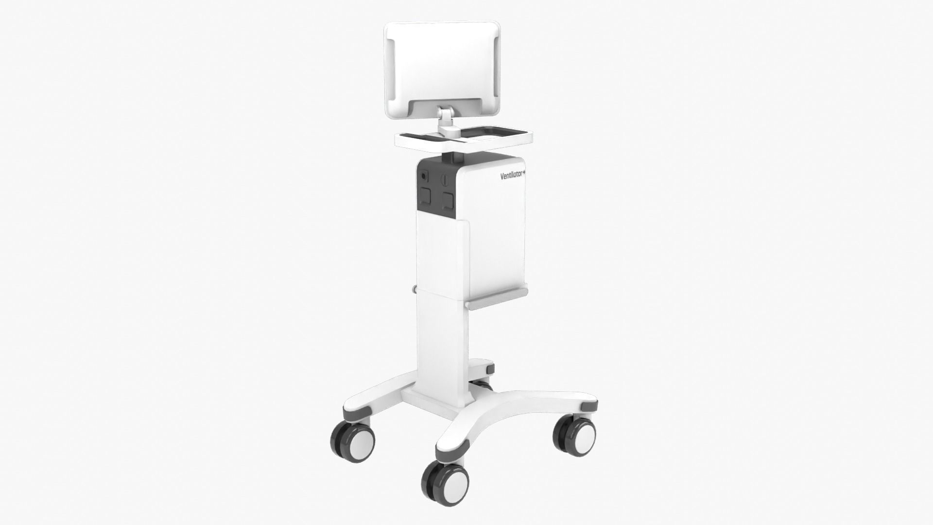 Ventilator medical cart with monitor Low-poly 3D model_7