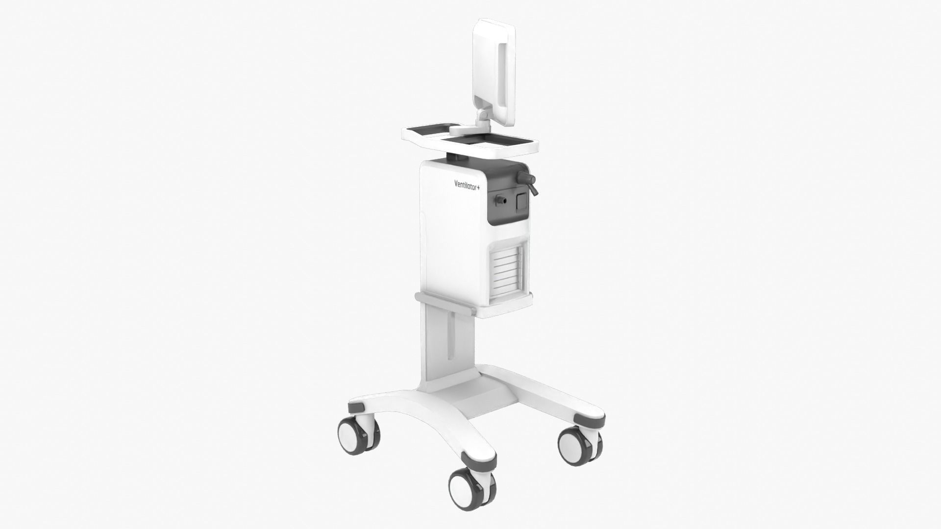 Ventilator medical cart with monitor Low-poly 3D model_10