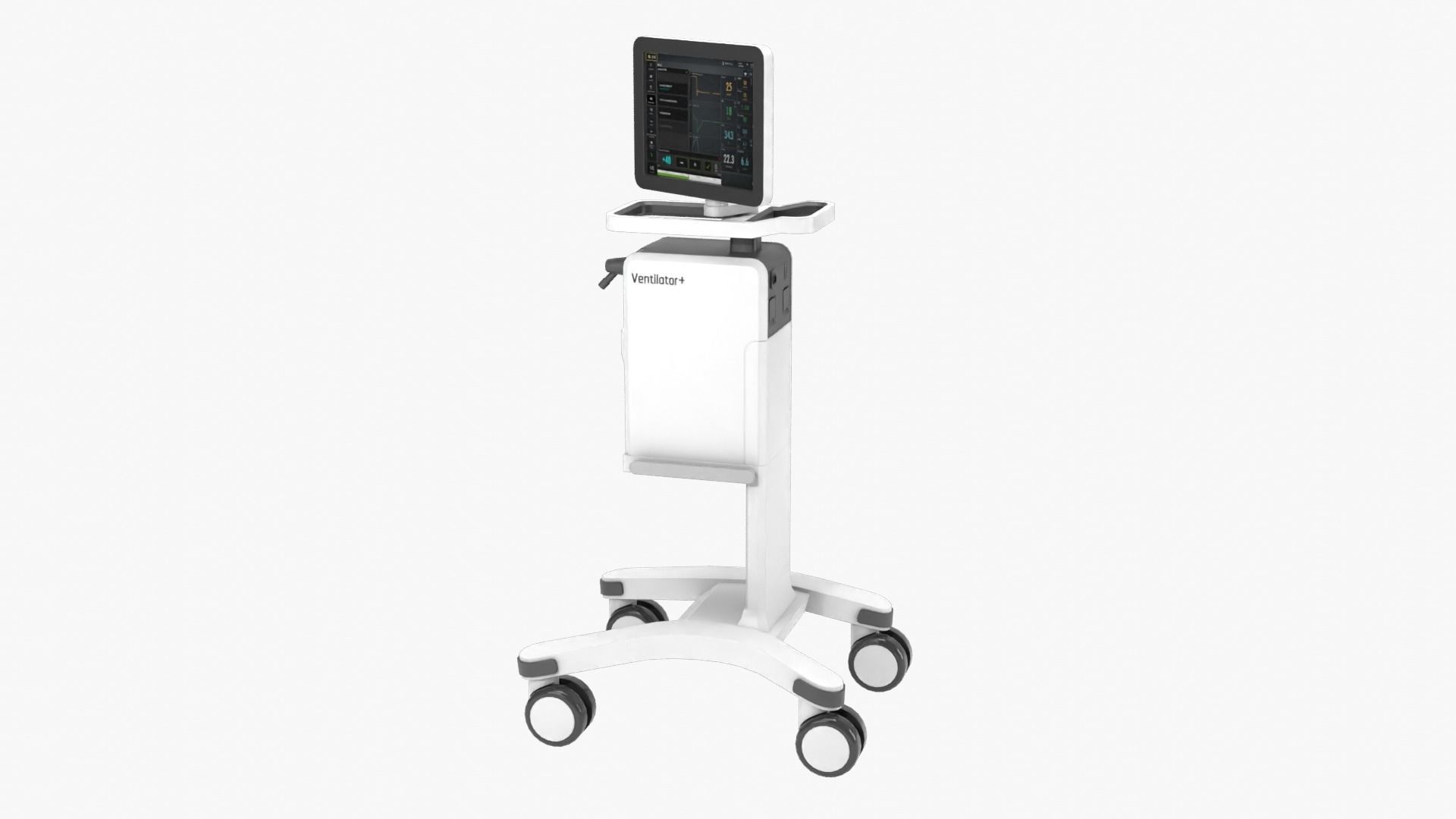 Ventilator medical cart with monitor Low-poly 3D model_3