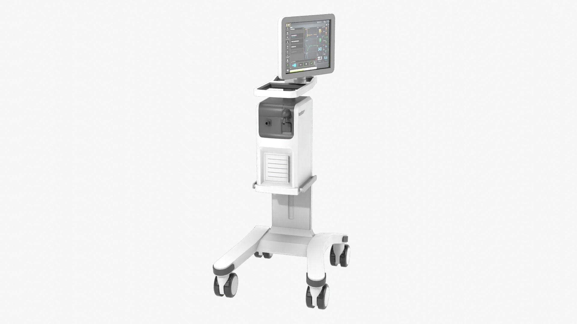 Ventilator medical cart with monitor Low-poly 3D model_12