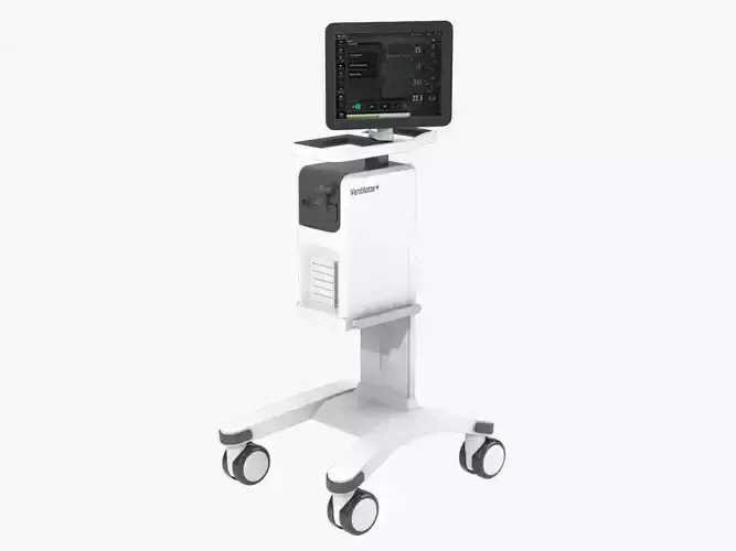 Ventilator medical cart with monitor