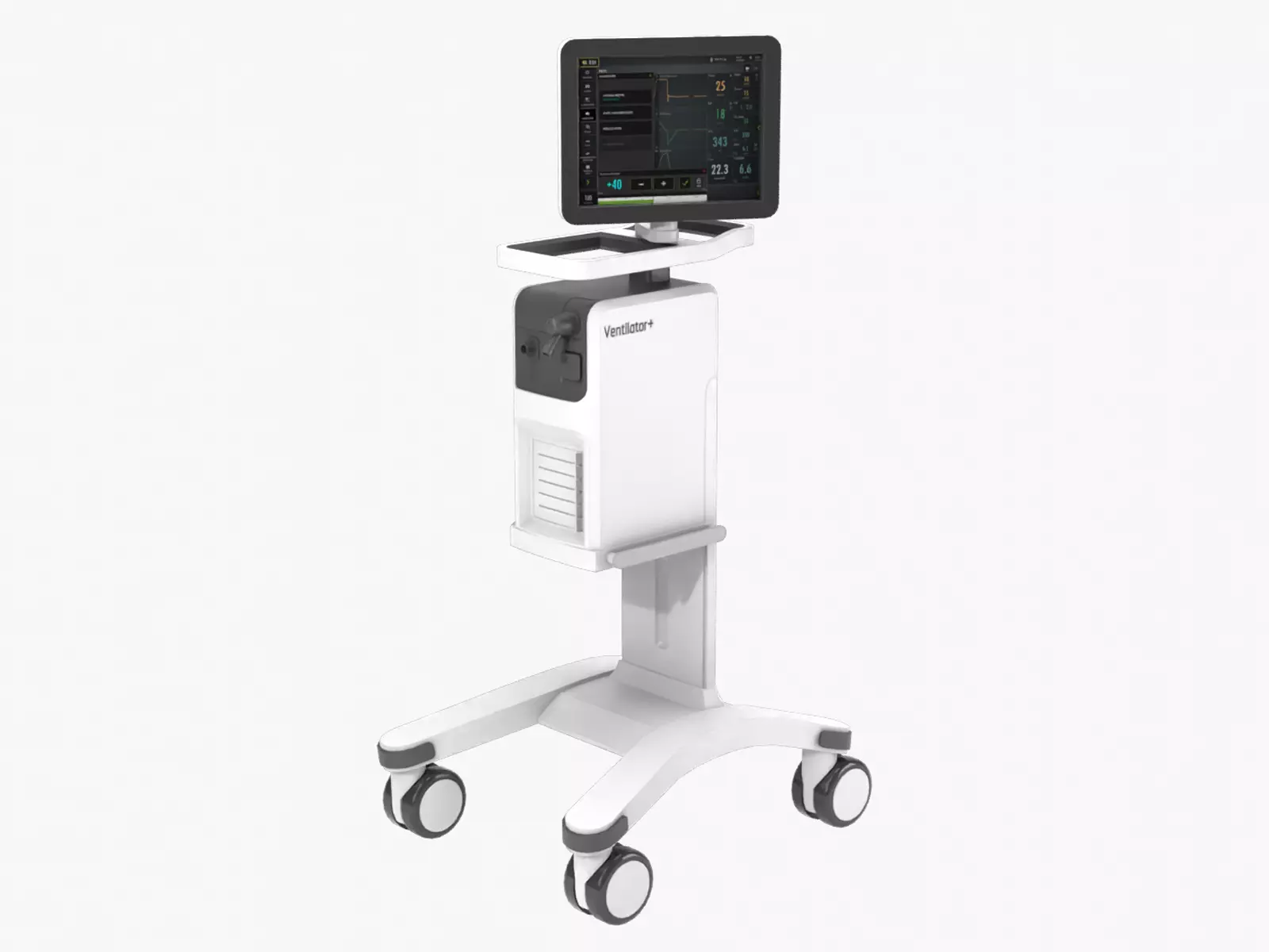 Ventilator medical cart with monitor Low-poly 3D model_0