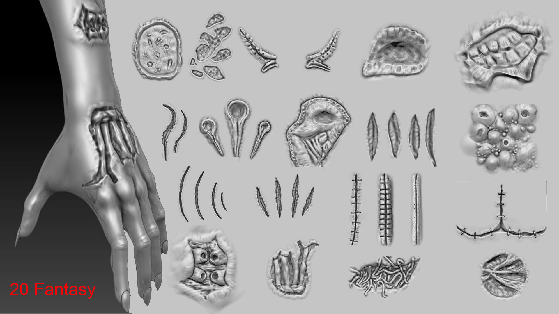 50 Wound Brushes and Alphas 3D model_2