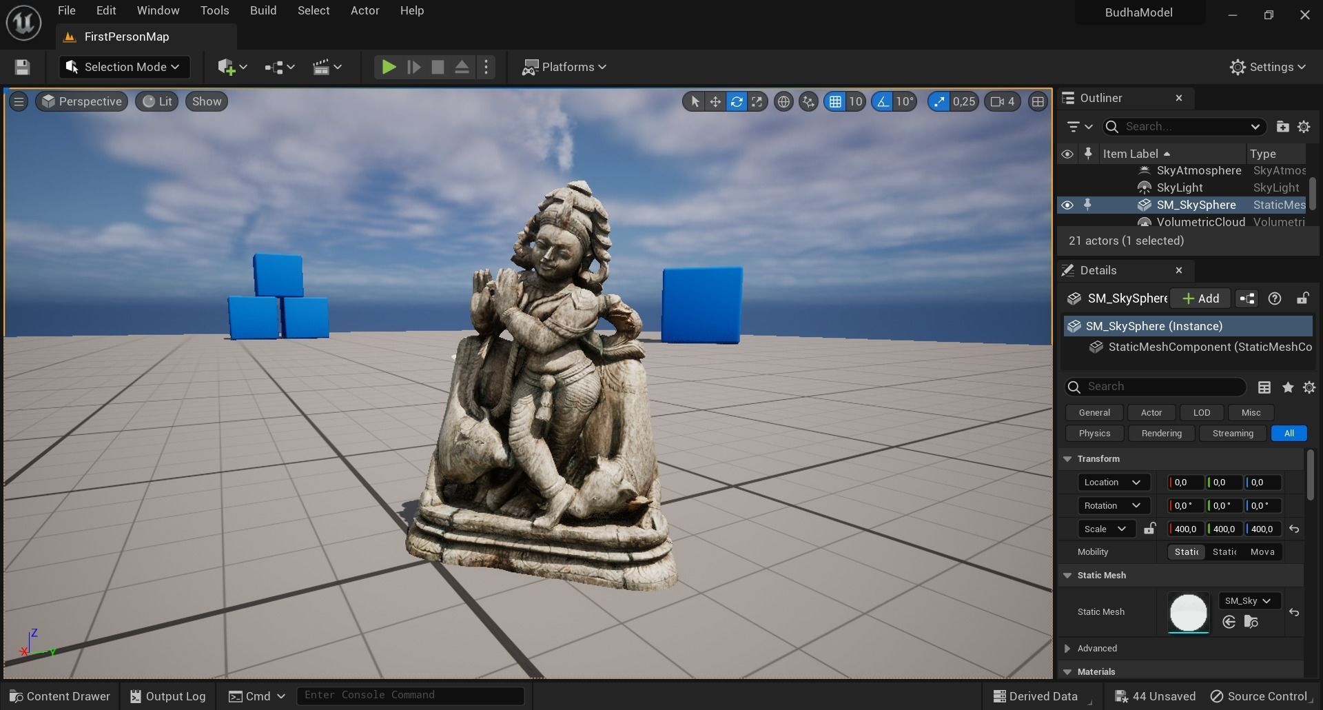 Abandoned Wooden Budha Low-poly 3D model_17