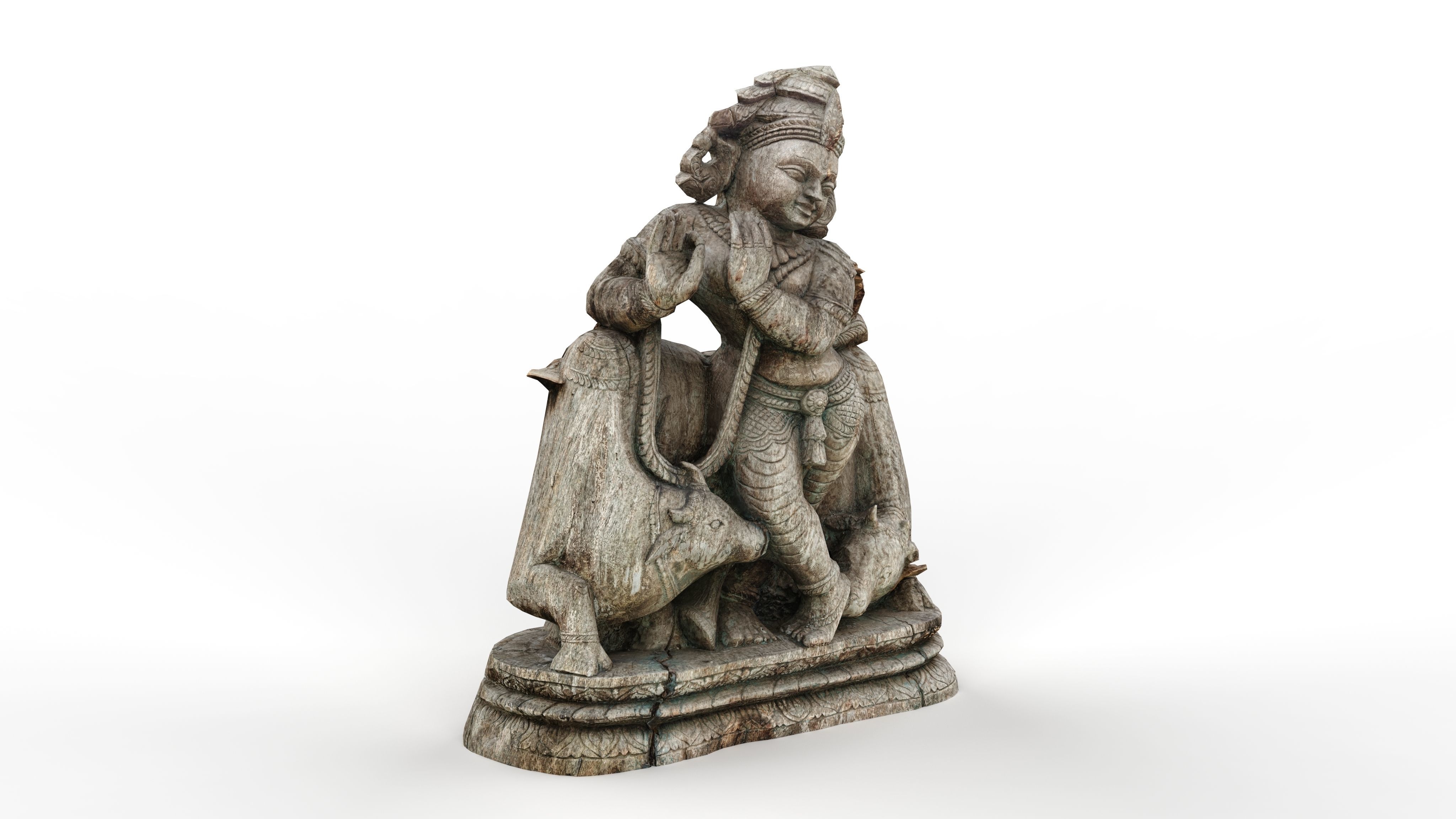 Abandoned Wooden Budha Low-poly 3D model_3