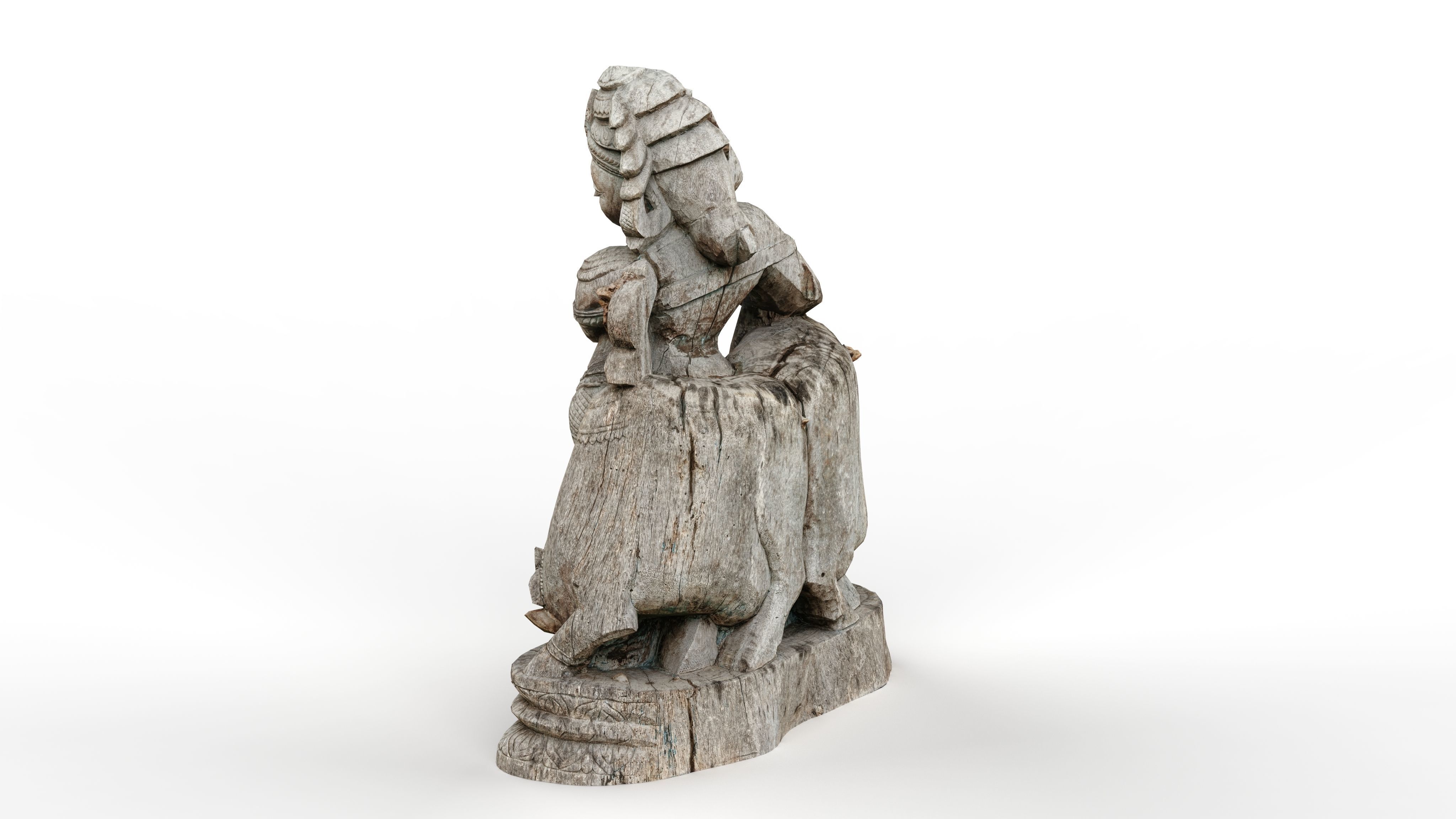 Abandoned Wooden Budha Low-poly 3D model_5