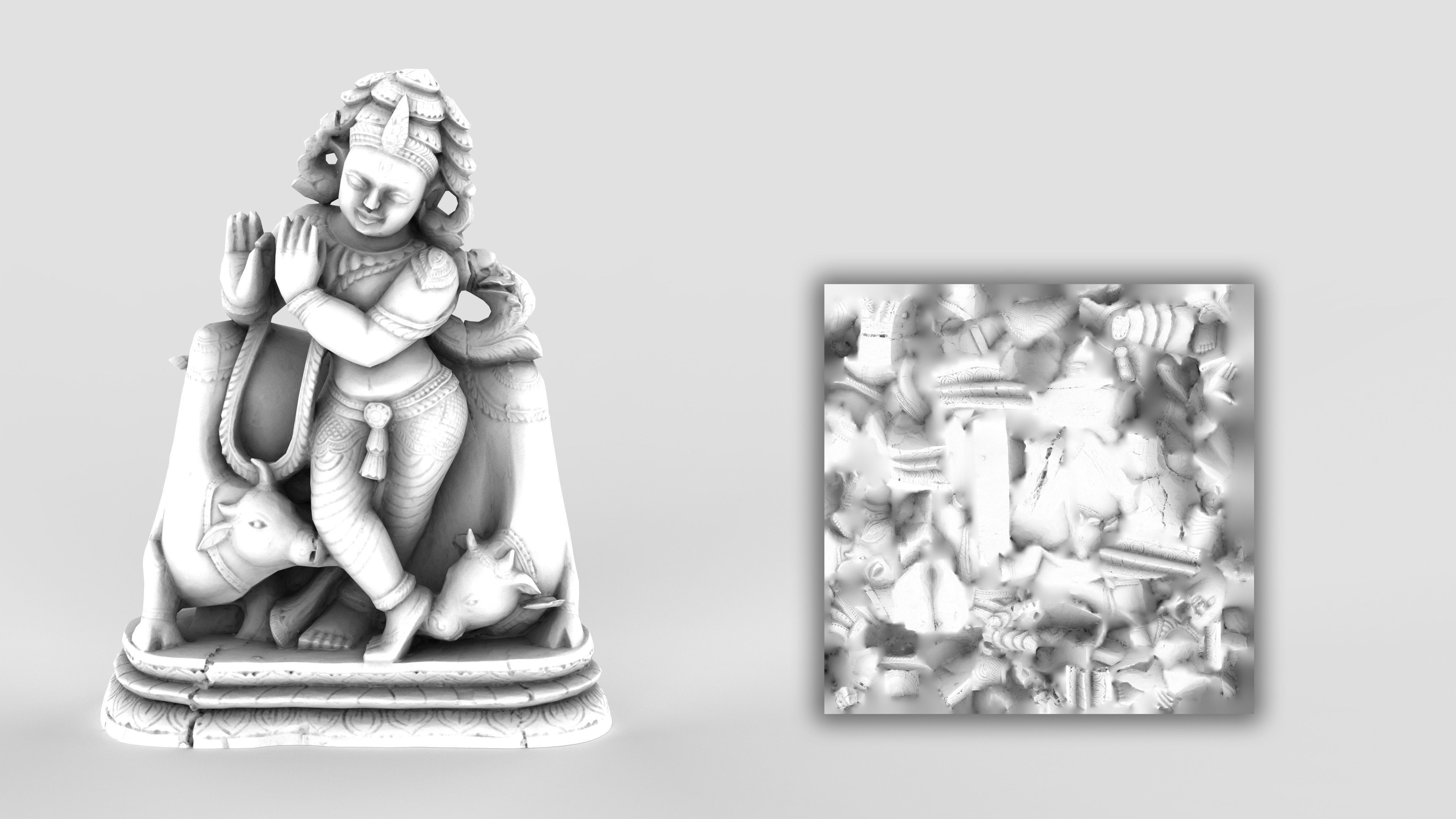 Abandoned Wooden Budha Low-poly 3D model_10