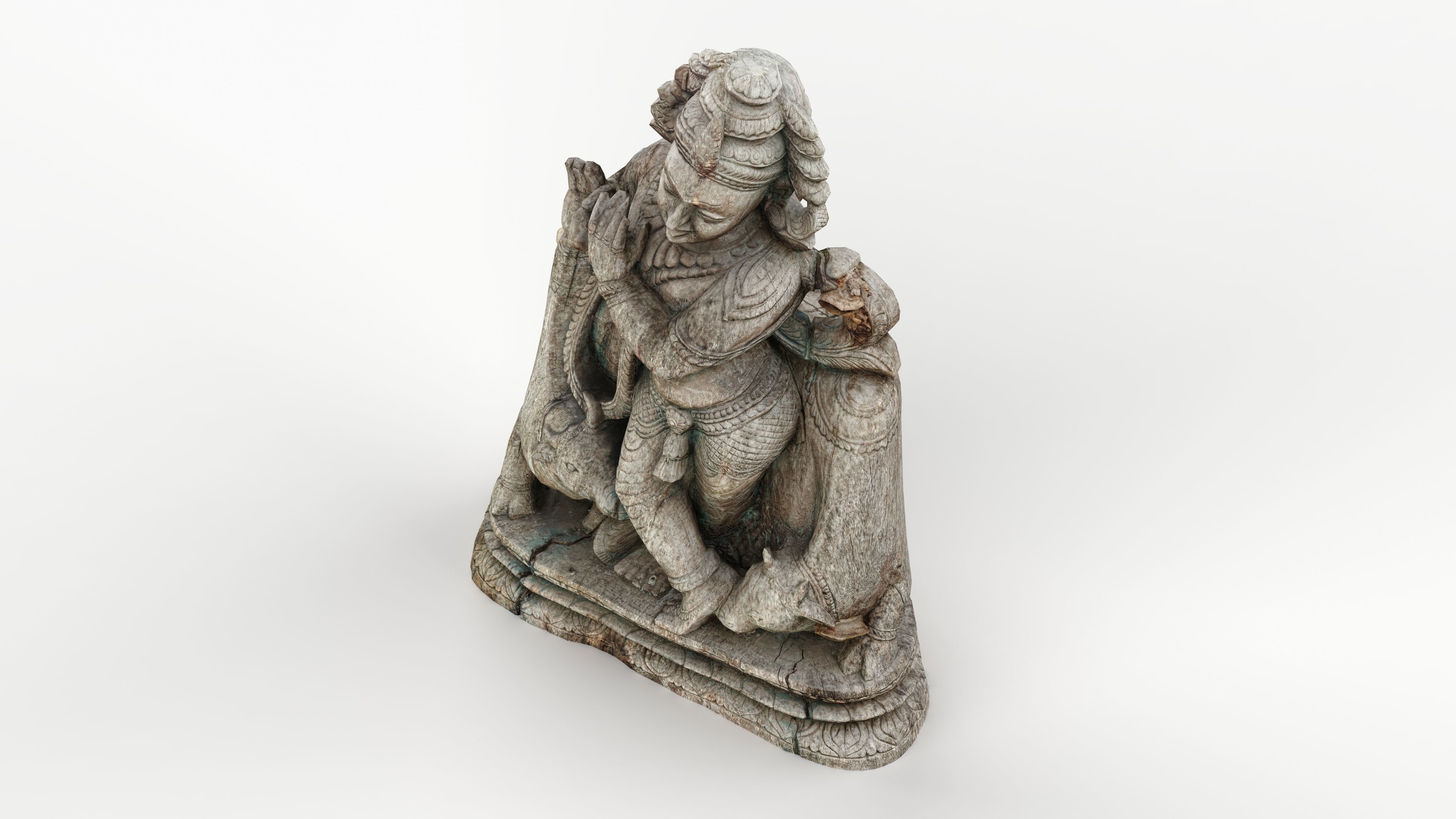 Abandoned Wooden Budha Low-poly 3D model_6