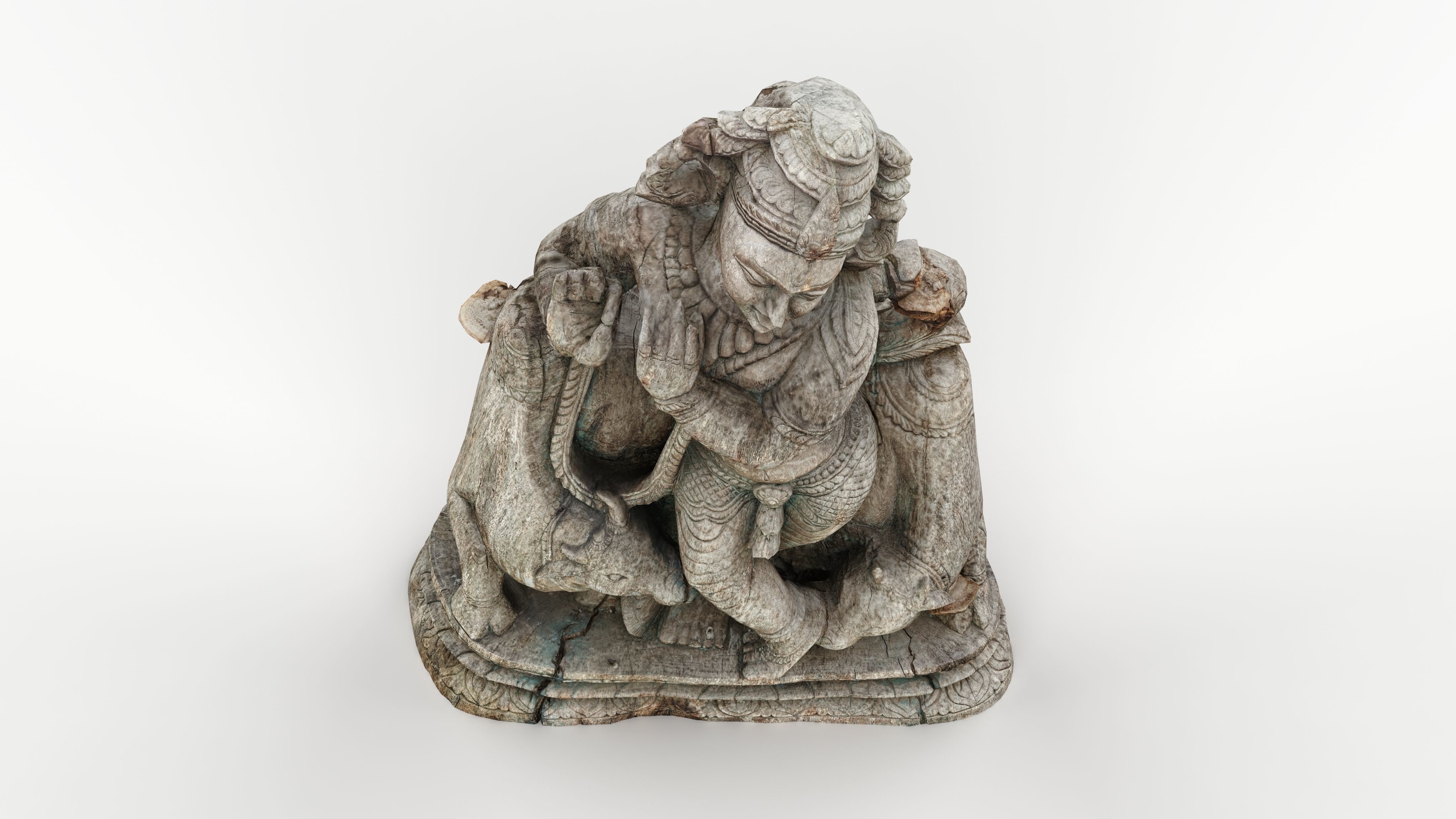 Abandoned Wooden Budha Low-poly 3D model_7