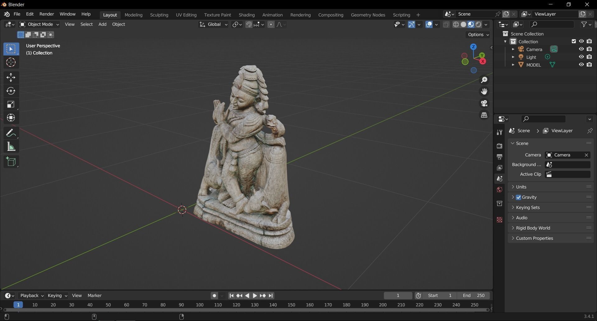 Abandoned Wooden Budha Low-poly 3D model_14