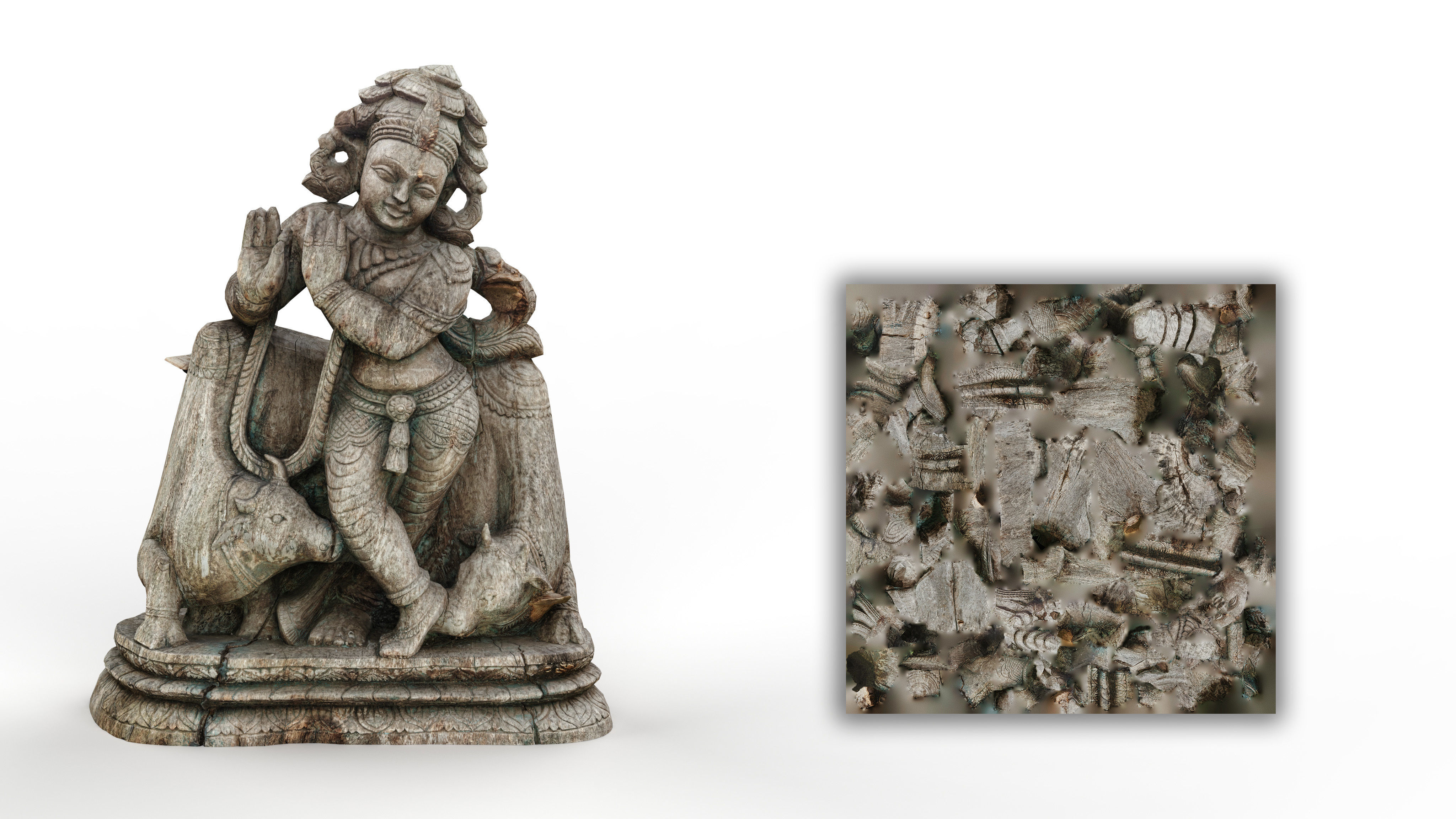 Abandoned Wooden Budha Low-poly 3D model_8