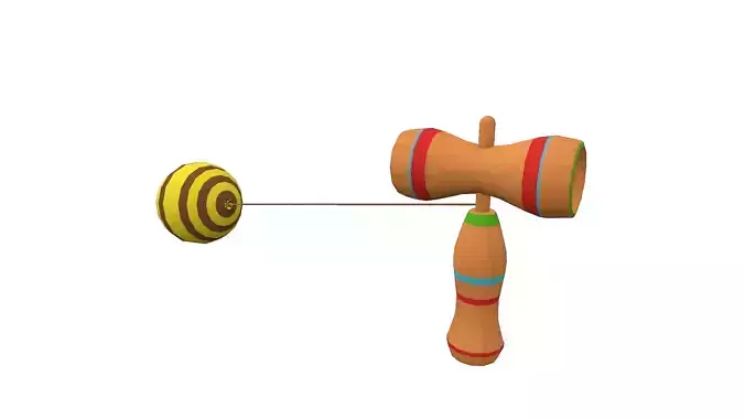 Kendama wooden hammer and ball