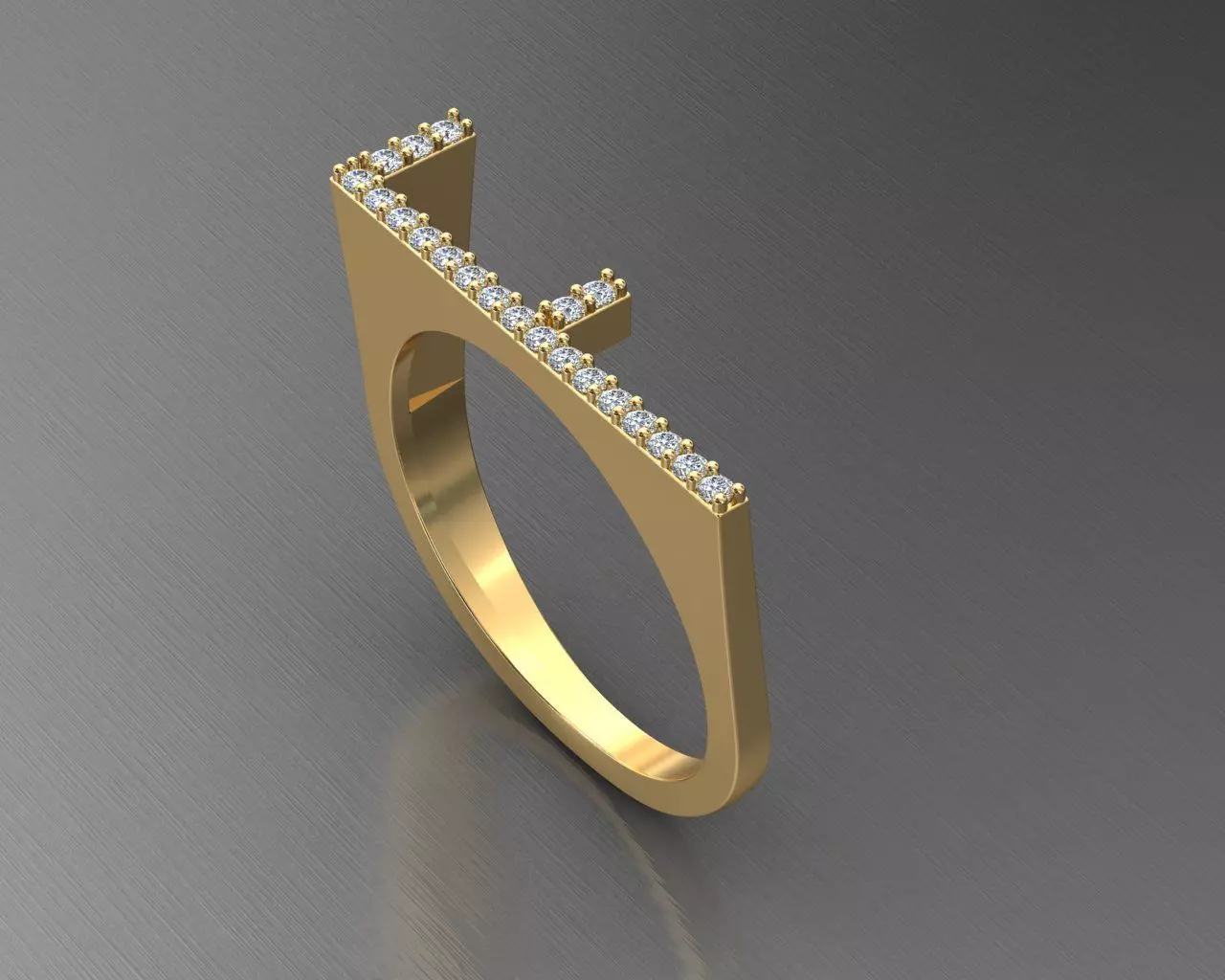 alphabet jewelry ring diamond letter F 3D print model