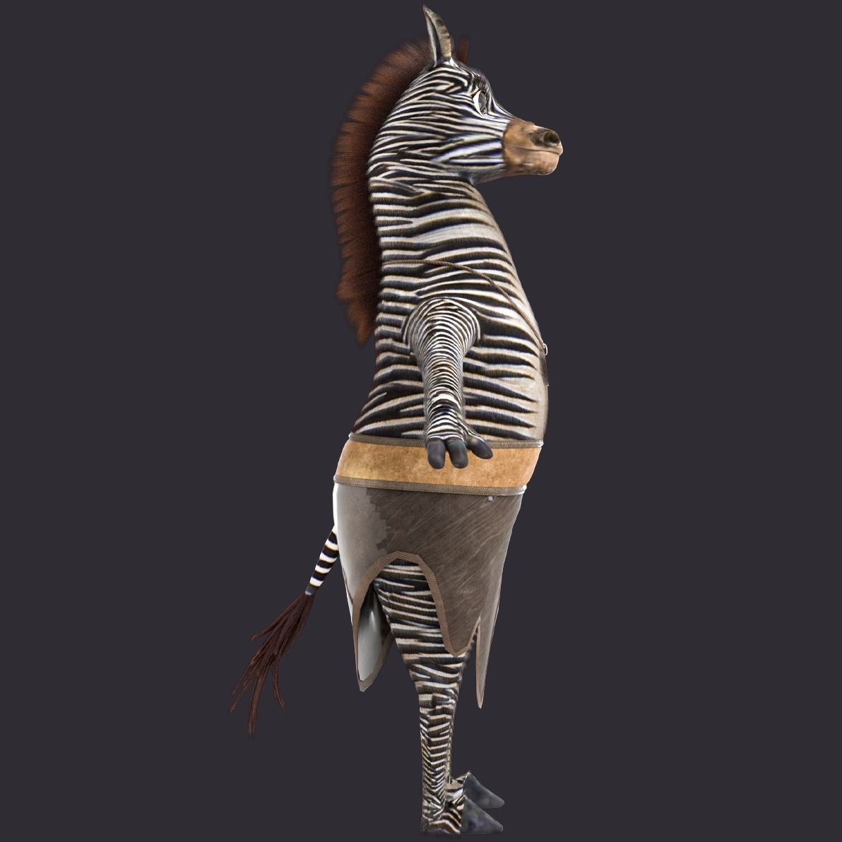 Cartoon Donkey Rigged 3D model_8