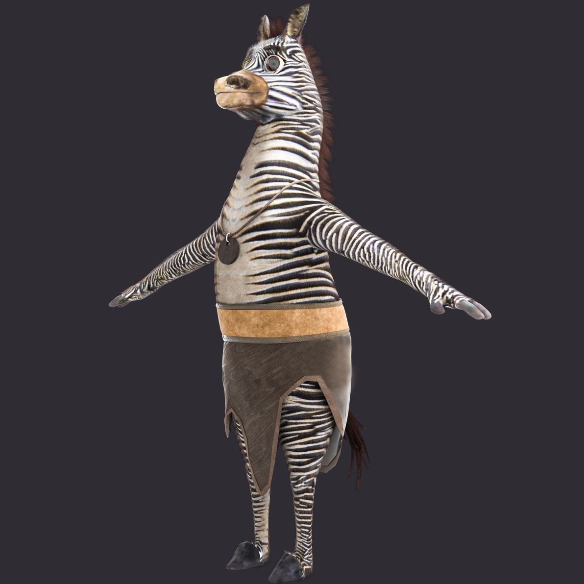 Cartoon Donkey Rigged 3D model_12