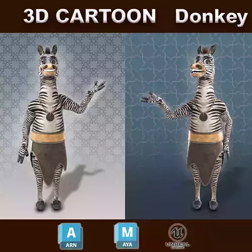 Cartoon Donkey Rigged 3D model