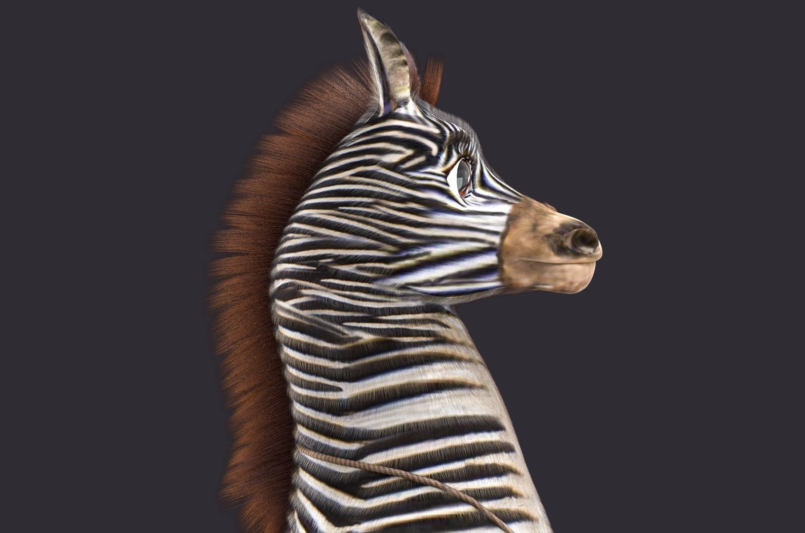 Cartoon Donkey Rigged 3D model_15
