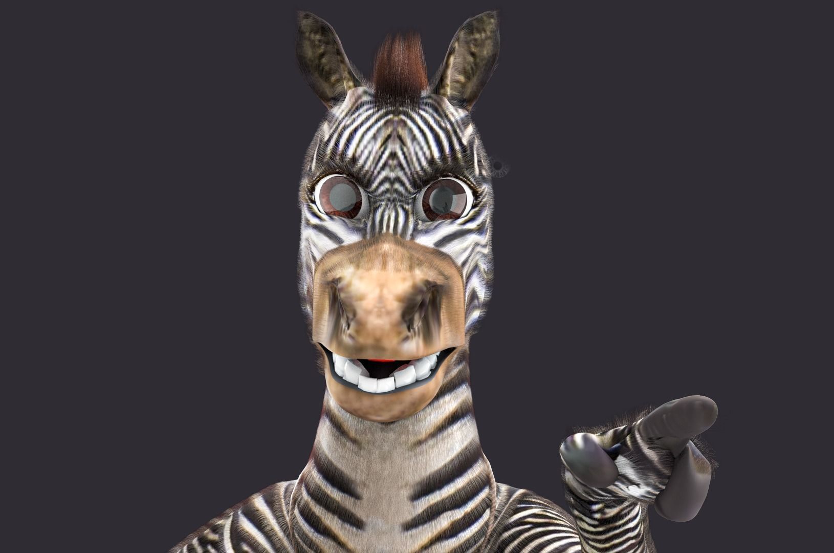 Cartoon Donkey Rigged 3D model_4