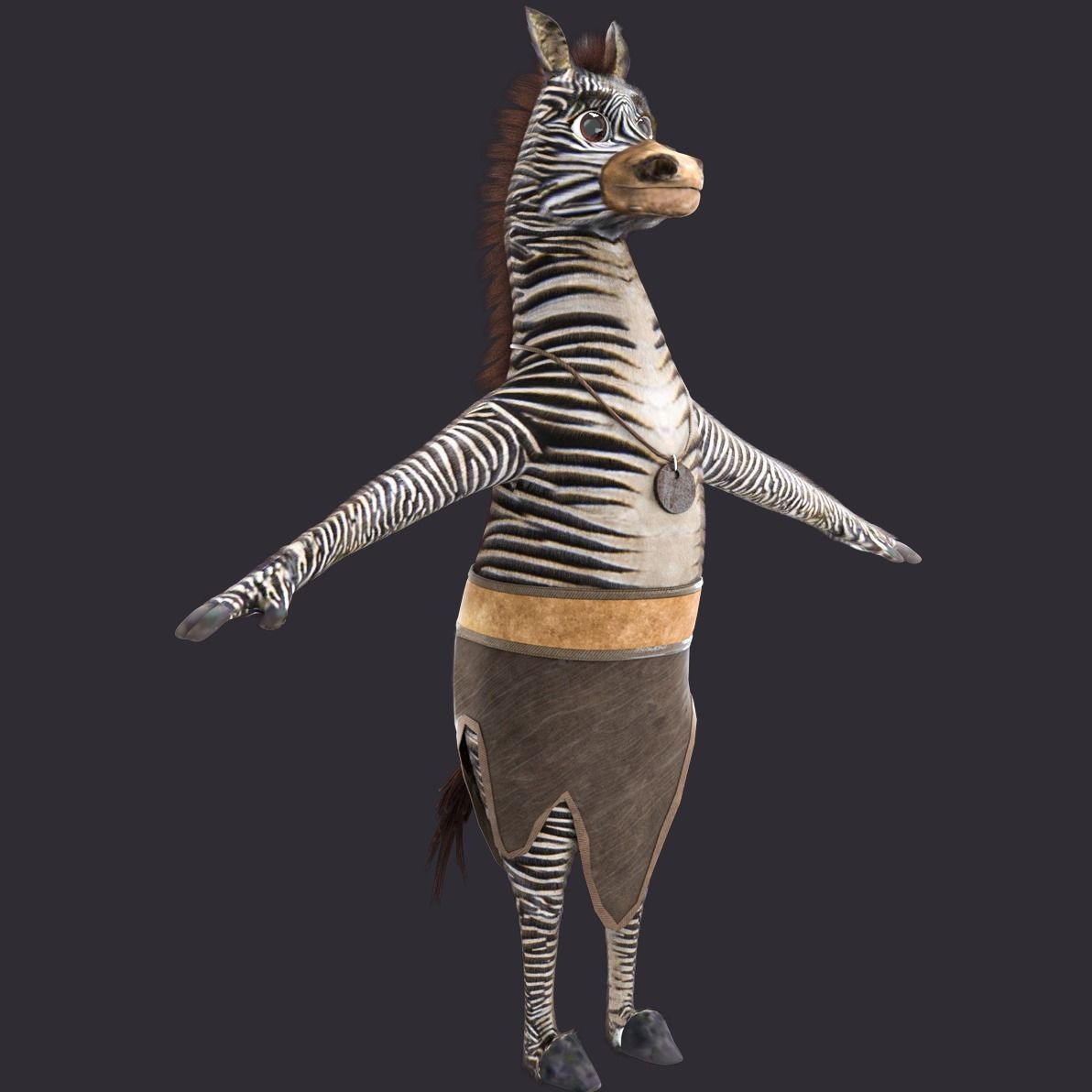 Cartoon Donkey Rigged 3D model_7