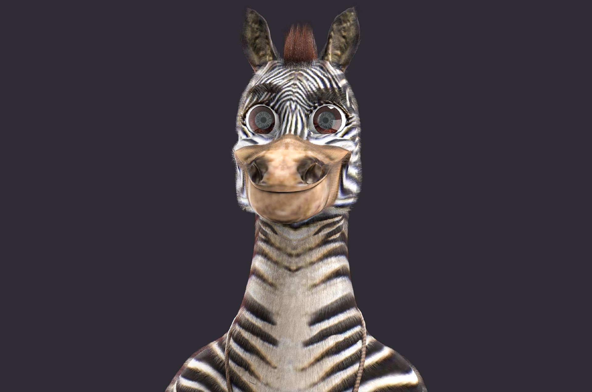 Cartoon Donkey Rigged 3D model_1