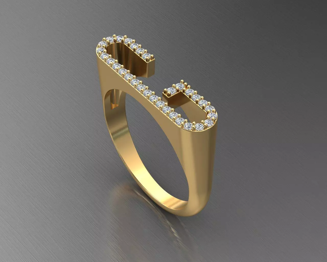 alphabet jewelry ring diamond letter G 3D print model