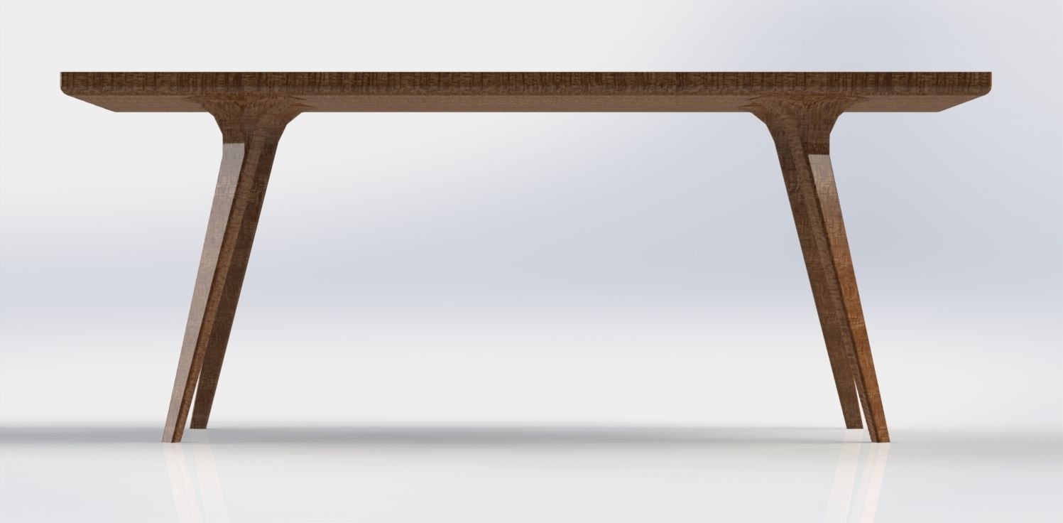 Table wooden with legs 3D model_1
