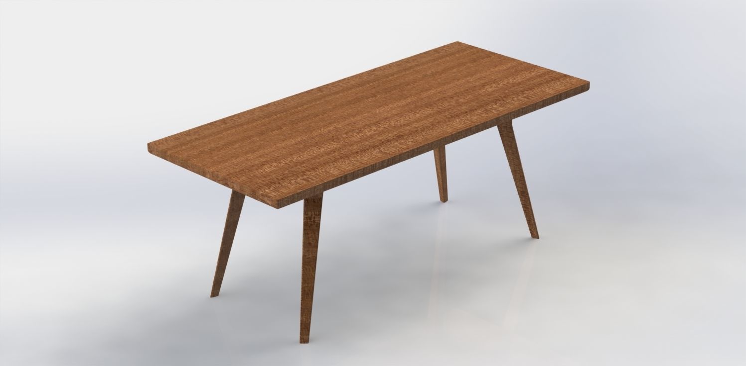 Table wooden with legs 3D model_5