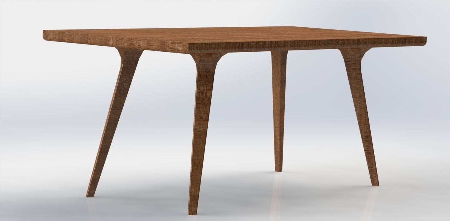 Table wooden with legs 3D model_4