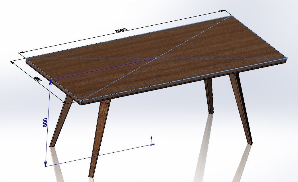 Table wooden with legs 3D model_6